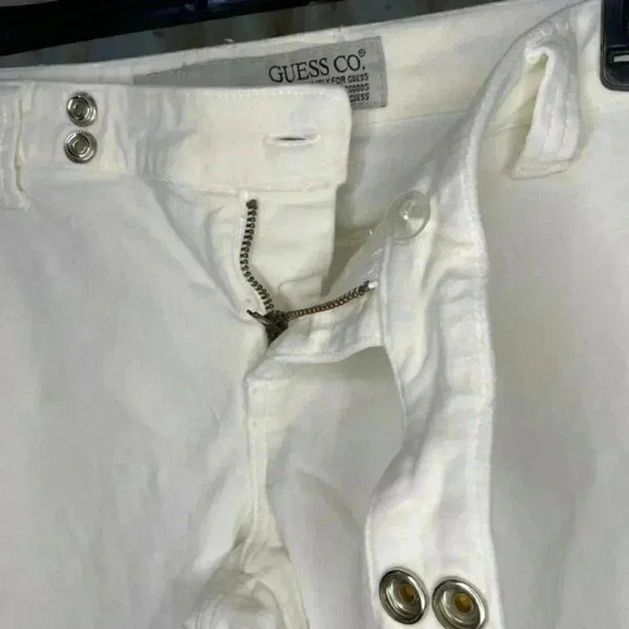 Vintage Guess Co. White Stretch Flare Pants‎ Size 26  Y2K Double Button - Picture 2 of 5